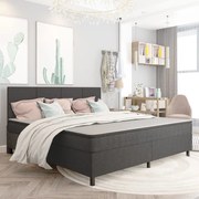 vidaXL Κρεβάτι Boxspring Σκούρο Γκρι 200 x 200 εκ. Υφασμάτινο