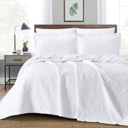 Κουβέρτα Ζακάρ Σετ Damask Λευκό Υπέρδιπλη - 230 x 245 cm + (2) 50 x 70 cm - Λευκό - Borea