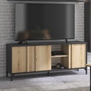 Esteban έπιπλο τηλεόρασης με 3 πόρτες 160x40x66εκ. Helvezia Oak / Μαύρο