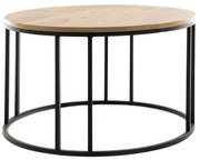 Artekko Τραπέζι σαλονιού μεταλλικό Μαύρο Φ75x45 με Ξύλινο καπάκι Artekko 783-2537