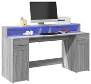 vidaXL Γραφείο με LED Γκρι Sonoma 160x55x91 εκ. Επεξεργ. Ξύλο