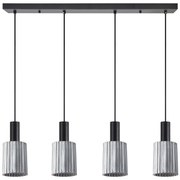 SE21-BL-4-4BL-GL1 ADEPT TUBE Black Pendant Smoked Glass+