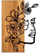 Διακοσμητικό Τοίχου Woman Floral Face 899SKL2453 41x58cm Walnut-Black Wallity Μέταλλο,Ξύλο