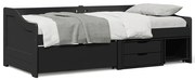 Κρεβάτι ημέρας με 3 συρτάρια χωρίς στρώμα "IRUN" Μαύρο 90x200cm