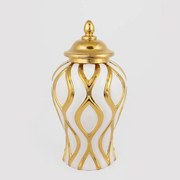 Βάζο Κεραμικό 752-20012 16,2x16,2x30,6cm White-Gold Estheti Home Κεραμικό