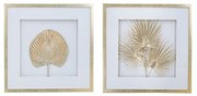 Κάδρο Με Φύλλα Botanicial (Σετ 2Τμχ) 83433-SA 56x3x56cm Gold-White Artekko Τετράγωνοι Ξύλο,Γυαλί