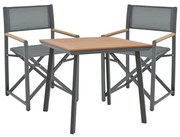Τραπεζαρία Mabu-Synergy σετ 3τεμ ανθρακί αλουμίνιο και plywood σε φυσικό χρώμα 80x80x74εκ 80x80x74 εκ.