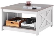 VEVOR 31.5" Farmhouse Coffee Table Square Table with Open Storage Compartment