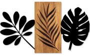 Διακοσμητικό Τοίχου Leaves 899SKL2412 58x103cm Walnut-Black Wallity Μέταλλο,Ξύλο