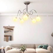 vidaXL Φωτιστικό Οροφής με Στρογγυλά Γυάλινα Καπέλα για 5 Φώτα LED G9