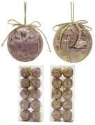 Χριστουγεννιάτικη Μπάλα Ροζ 60mm Σετ 10Τμχ Σε 2 Σχέδια