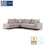 Γωνιακός καναπές δεξιά γωνία Luxury II pakoworld ύφασμα elephant-ciel 290x235x95εκ