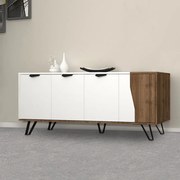 Μπουφές μελαμίνης Jasmine Megapap χρώμα λευκό - καρυδί 160x45x78εκ.-GP028-0051,1