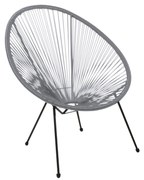 Πολυθρόνα ACAPULCO Μεταλλική Μαύρη, Plastic Rattan Γκρι 73x79x86cm