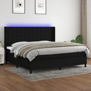 ΚΡΕΒΑΤΙ BOXSPRING ΜΕ ΣΤΡΩΜΑ &amp; LED ΜΑΥΡΟ 200X200 ΕΚ. ΥΦΑΣΜΑΤΙΝΟ 3138663