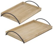 Artekko Artekko Tray Διακοσμητικός Δίσκος MDF/Μέταλλο Μπεζ/Μαύρο (49x31x9)cm Σετ/2 86669