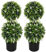 HOMCOM Σετ 2 Τεχνητών Φυτών, Ανθεκτικό στην UV Ακτινοβολία Τεχνητό Φυτό σε Γλάστρα, 70 cm Φυτό Εσωτερικού Χώρου για Σαλόνι, Κήπο