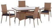 ΣΕΤ ΤΡΑΠΕΖΑΡΙΑΣ 5ΤΜΧ ΤΡΑΠ. 150Χ90 &amp; ΠΟΛΥΘΡΟΝΕΣ WICKER RATTAN ΜΠΕΖ ΚΑΦΕ HM11713.02