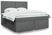vidaXL Κρεβάτι Boxspring με Στρώμα Σκούρο Γκρι 180x200 εκ Υφασμάτιν
