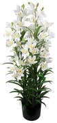 Τεχνητό Φυτό Ορχιδέα Cymbidium Orchid 2401-6 125cm White Supergreens Ύφασμα,Πλαστικό