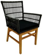 Intrahome Πολυθρόνα Inca Intrahome  teak ξύλο και συνθετικό σχοινί σε φυσική-μαύρη απόχρωση με μαξιλάρι 60x61x90εκ | SKU: INTRAPA-454111118