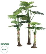 20090 GloboStar®  Artificial Garden MONSTERA SET 20090 - Τεχνητό Διακοσμητικό Σετ Φυτών Μονστέρα A:Υ300cm B:Υ200cm C:Υ150cm
