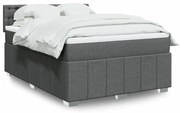 Κρεβάτι Boxspring με Στρώμα Σκούρο Γκρι 140x190 εκ. Υφασμάτινο - Γκρι