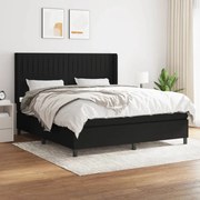 vidaXL Κρεβάτι Boxspring με Στρώμα Μαύρο 160x200 εκ. Υφασμάτινο