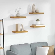 Ράφι Τοίχου 4 pcs Μπεζ 40 x 23,5 x 4 εκ Επεξεργασμένο ξύλο