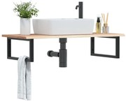 vidaXL Ράφι Νιπτήρα Τοίχου από Ατσάλι / Μασίφ Ξύλο Δρυός