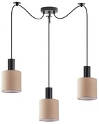 SE21-BL-4-BL3-SH3 ADEPT TUBE Black Pendant Brown Fabric Shade+