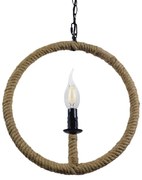 LINDELL 10001111 Vintage Industrial Κρεμαστό Φωτιστικό Οροφής Μονόφωτο Μαύρο Μεταλλικό με Μπεζ Σχοινί Φ33 x Y33cm
