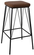 WOODWELL ΕΜ779,2PANTON Σκαμπό BAR, Μέταλλο Βαφή Μαύρο, PU Απόχρωση Vintage Brown 43x43x76cm ΕΜ779,2