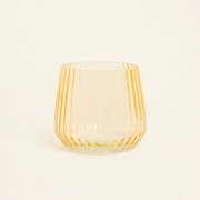 Beauty Home Κηροπήγιο Γυάλινο Ριγέ 11 x 9 cm  Κίτρινο