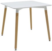Τραπέζι Natali pakoworld MDF λευκό-πόδια φυσικό 80x80x76εκ