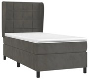 vidaXL Κρεβάτι Boxspring με Στρώμα Σκούρο Γκρι 100x200 εκ. Βελούδινο