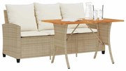 Καναπές Κήπου Τριθέσιος Μπεζ Συνθ. Ρατάν με Τραπέζι/Μαξιλάρια