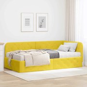 vidaXL Κρεβάτι Γωνίας Κίτρινο 90 x 190 cm Βελούδο