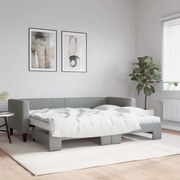 vidaXL Καναπές Κρεβάτι Συρόμενος Ανοιχτό γκρι 80x200εκ Ύφασμα Στρώματα