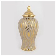 Βάζο Κεραμικό Ασημί &amp; Χρυσό 17.3x17.3x36.8cm 752-20017 Estheti 752-20017 Χρυσό-Ασημί