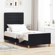 vidaXL Σκελετός Κρεβατιού με κεφαλάρι Μαύρο 100 x 200 cm ύφασμα