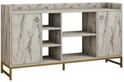 Μπουφές Vuslat 835PUQ3407 160x40x85cm Marble Effect White Μοριοσανίδα, Μέταλλο