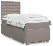 vidaXL Κρεβάτι Boxspring με Στρώμα Taupe 100 x 200 εκ. Υφασμάτινο