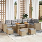 vidaXL Σετ Καναπέ Κήπου 10 pcs Μπεζ συνθετικό ρατάν