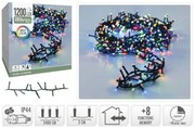 1200 Φωτάκια LED - 24 Μέτρα + 3 Μέτρα σύνδεσης , Κανονική Διάταξη, με χειριστήριο, 8 προγράμματα, Πράσινο καλώδιο PVC - Πολύχρωμο