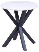 ΒΟΗΘΗΤΙΚΟ ΤΡΑΠΕΖΑΚΙ ΣΤΡΟΓΓΥΛΟ HM9473.06 WHITE MARBLE ΕΠΙΦΑΝΕΙΑ ΜΑΥΡΗ ΒΑΣΗ Φ50x55Υεκ.