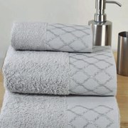 Πετσέτες Σετ 3Τεμ 2129 Κέντημα Φάσα Grey Homeline Σετ Πετσέτες 100% Cotton