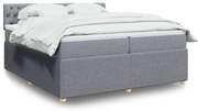 vidaXL Κρεβάτι Boxspring με Στρώμα Ανοιχτό Γκρι 200x200 εκ. Υφασμάτινο