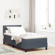 Κρεβάτι Box Spring vidaXL με Στρώμα Σκούρο Γκρι 90x200 cm Βελούδο