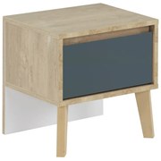 Larvik κομοδίνο με 1 συρτάρι 42x36x41εκ. Blond Oak/Λευκό/Μπλε